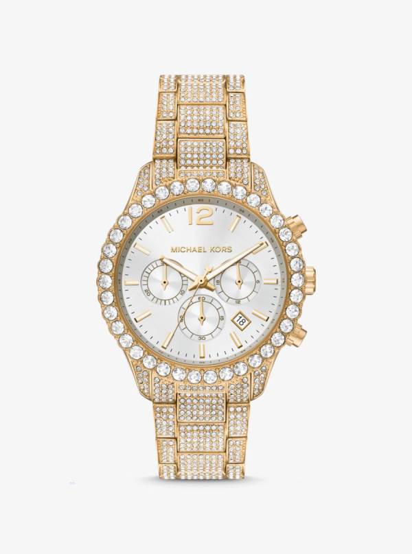 Panske Gold-tone Hodinky Michael Kors Oversized Layton Pavé Zlate - Hodinky Michael Kors Vypredaj | TCZOQ-6379